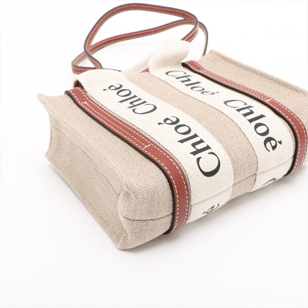 Chloe Woody Canvas Handbag Beige Tan Brown - Picture 4 of 8